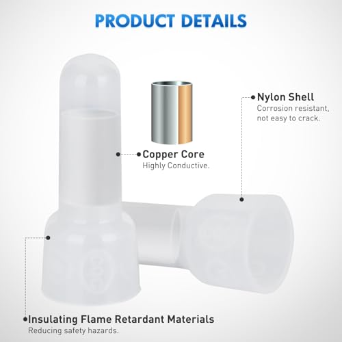 300PCS Closed End Crimp Terminals 22-16 Gauge Nylon Insulated