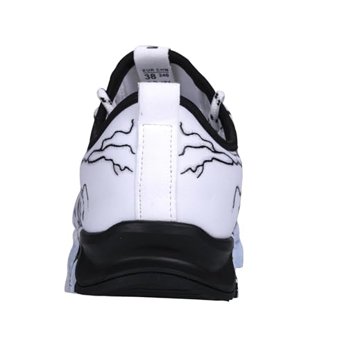 YTRXM Kids Running Sneakers White 4.5 Big Kid Lightweight Slip-On Tennis Shoes