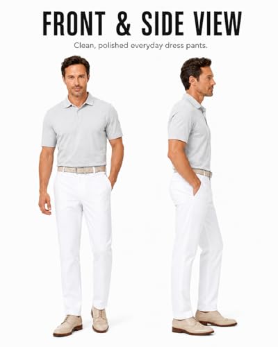 SNOWTEN Men's Stretch Water-Resistant Dress Pants 30W x 30L White Pro