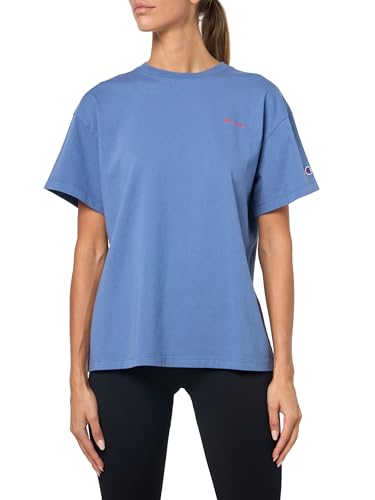 Champion Women's Classic Short Sleeve T‑Shirt - Loose Fit with Coastal Fjord Tonal Script Logo, Medium