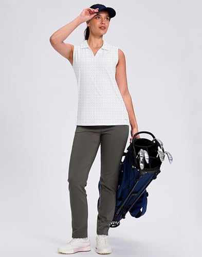 Viodia Women's Sleeveless Golf Polo Shirt Medium Black Dot - Sporty & Comfortable