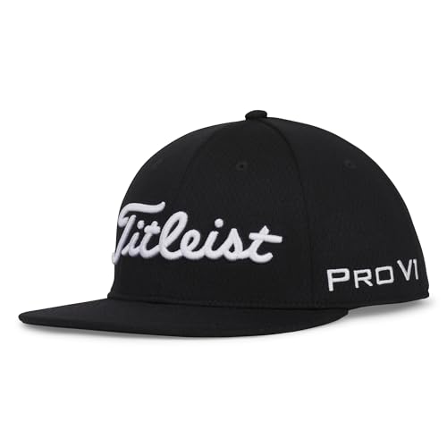 Titleist Men's Tour Elite Flat Bill Golf Hat - One Size Black/White