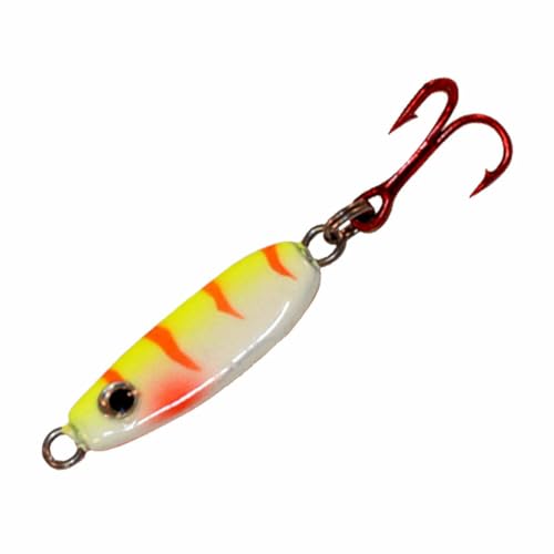 Forage Minnow Ice Fishing Jigging Spoon - 1/4 oz - UV Electric Perch