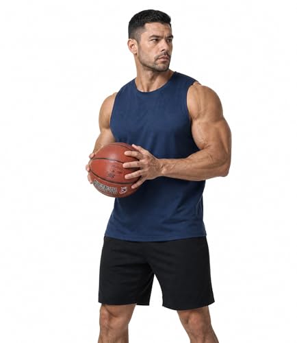 Kinglaman 1/4 Pack Men's Dry Fit Tank Tops Sleeveless Workout Shirts – 4 Colors XS-XL