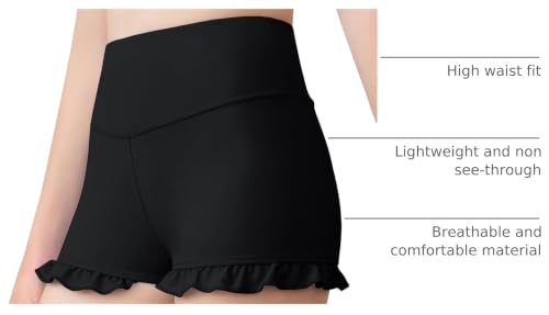 High Waisted Ruffle Shorts for Girls - 7-8 Years, Black