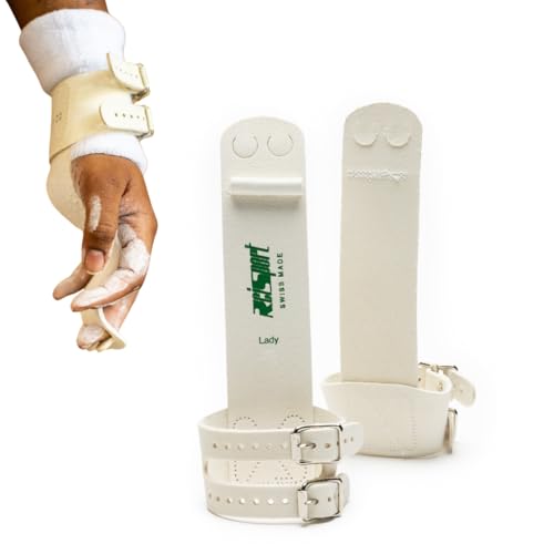 Reisport Women's Double Buckle X-Large Uneven Bar Gymnastics Grip - Durable Leather Hand Support