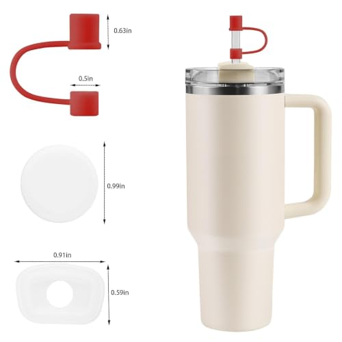 Silicone Straw Topper and Spill Stopper Set for 30oz/40oz Tumblers - Deep Red