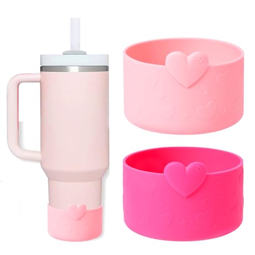 Heart Silicone Boot Sleeve for Stanley & Owala Tumblers - Rose Pink