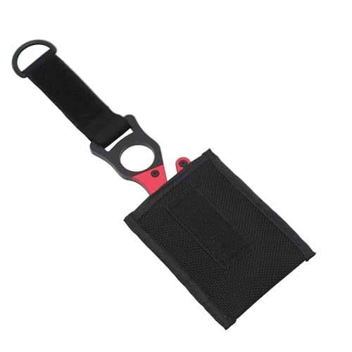 DiveTec Black Red Aluminum Line Cutter with Interchangeable Ceramic Blades & Sheath