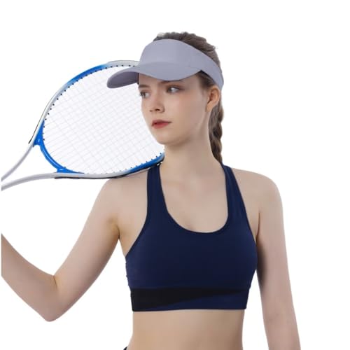 Athletic Cotton Sun Visor Hat - Adjustable One Size-Large Gray