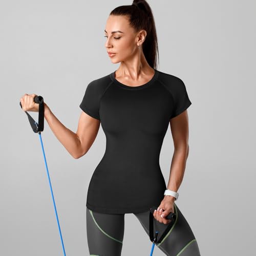 Coume Women's Compression Shirts X-Large Black 4-Pack Athletic Tops