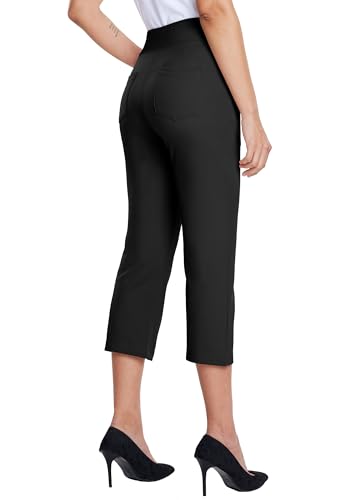 Willit Women's Black Large Capri Yoga Pants Dress - Stretch & Comfortable