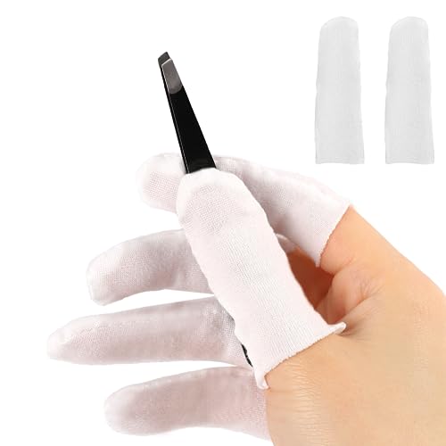 100 Cotton Finger Cots - Protective Finger Sleeves with Elastic Rings