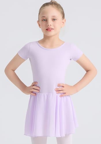 Ballet Leotard for Girls with Bow Back - Purple, 7 Years