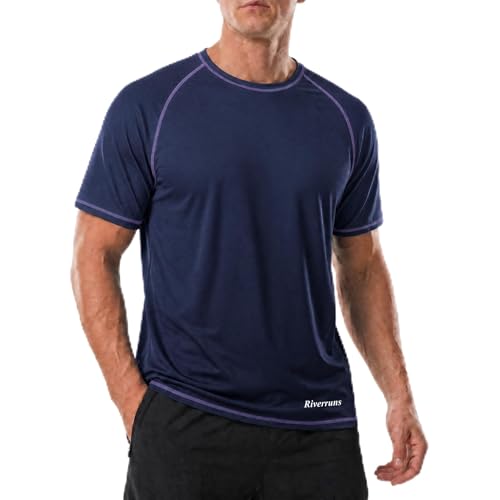 Men's UPF 50+ Quick-Dry Cooling Swim Shirt - X-Large Navy