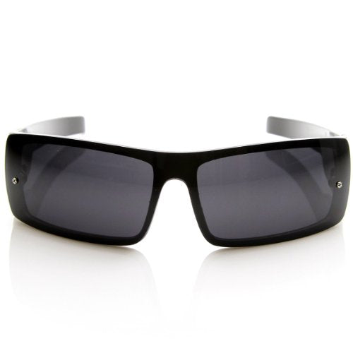 Locs One-Piece Shield Sunglasses Dark Lens Black 60mm Gangsta Wraps