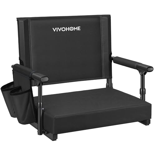Portable Stadium Seat with Back Support & Cushion - Black