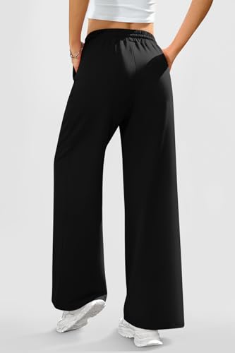 ALIMASHA Wide Leg Cotton Lounge Sweatpants Women Large Black Travel Pants