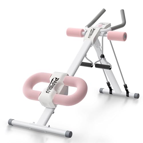 Adjustable Ab Trainer Machine - Foldable Core Strength Trainer - Pink