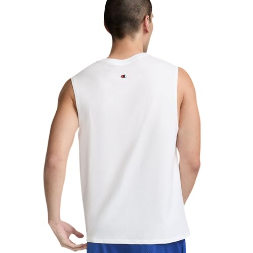 Men's Muscle Tank Top - Classic Graphic Sleeveless Tee - White C Logo