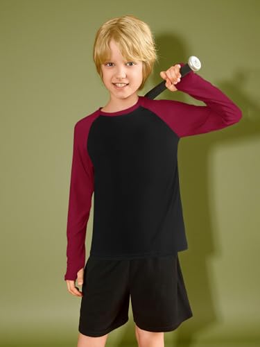 Boys Athletic Long Sleeve Colorblock T-Shirt - 11-12 Years Red