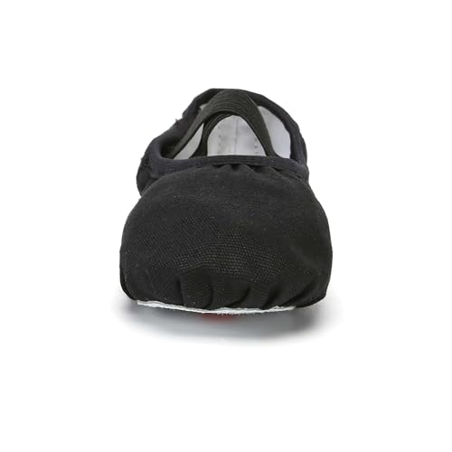 Danzcue Women's Ballet Shoes Black Size 5 - Soft Canvas & PU Leather Slippers