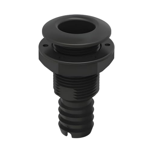 Thru Hull Fitting with Check Valve - 5/8", Black, 1-Pack