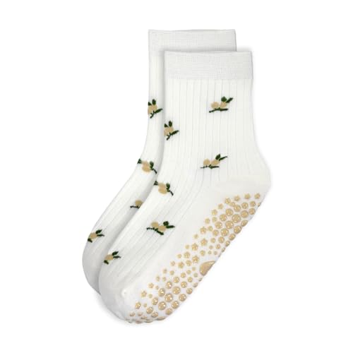 Non-Slip Pilates Grip Ankle Socks for Women - Loquat Polka Dot