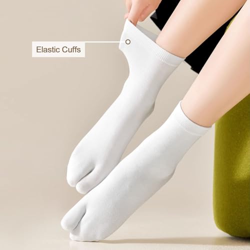 Cotton Women's Tabi Socks - Flip-Flop Split Toe - White