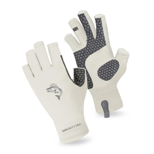 Mount TEC Beige Medium UV Safety Fingerless Cycling & Fishing Gloves UPF 50+