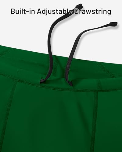Men's Athletic Swim Jammers - Quick-Dry Compression Shorts, Large, Green