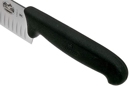 Victorinox 7-Inch Fibrox Santoku Knife with Granton Edge - Black Handle