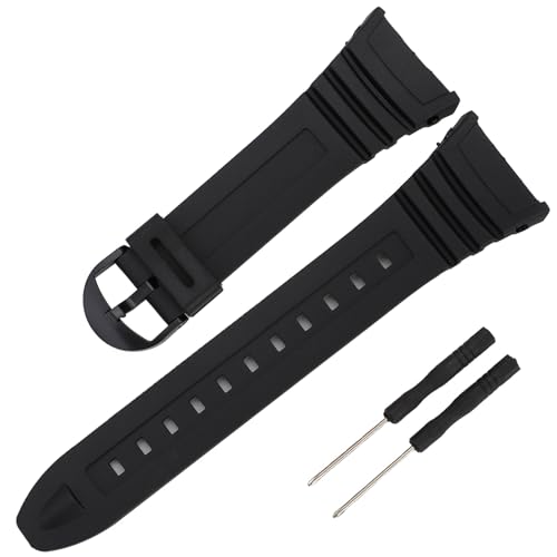 Replacement Watch Band for Casio W-96H - Black Rubber Strap
