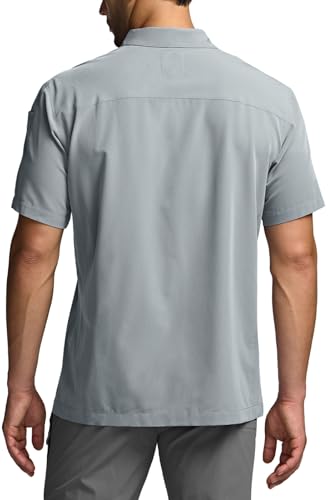 CQR Men's Tactical Short Sleeve Shirt Large Supervisor Grey UPF 50+ Ripstop Outdoor Workwear