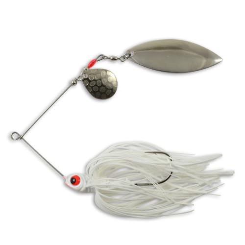Reed-Runner Tandem Spinnerbait - Weedless Bass Lure - White Shad, 3/8 Oz