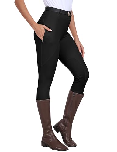 Women's Full Seat Silicone Knee-Patch Riding Pants - Black, Medium