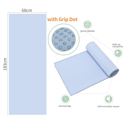 Blue CYCLXY 2 Pack Hot Yoga Towel with Grip Dot 72 x 26.5 in Non-Slip Microfiber