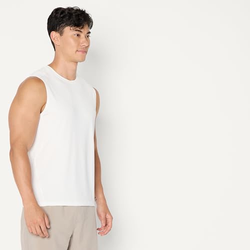 Men's Quick Dry Sleeveless Muscle Shirt - White, Large