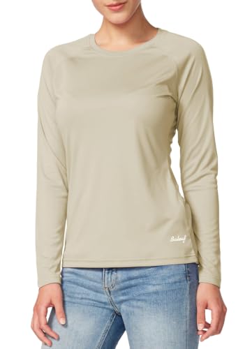 Baleaf Women's UPF 50+ Sun Shirt Long Sleeve Quick Dry A01-Oatmeal (Large)