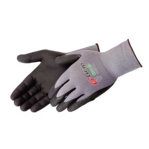 Liberty G-Grip Nitrile Micro-Foam Palm Coated Seamless Knit Glove with 13-Gauge Gray Nylon Shell, Medium, Black (Pack of 12)