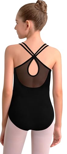 Vavewee Black Leotard for Girls 10-12 Years - Sleeveless Ballet Dancewear
