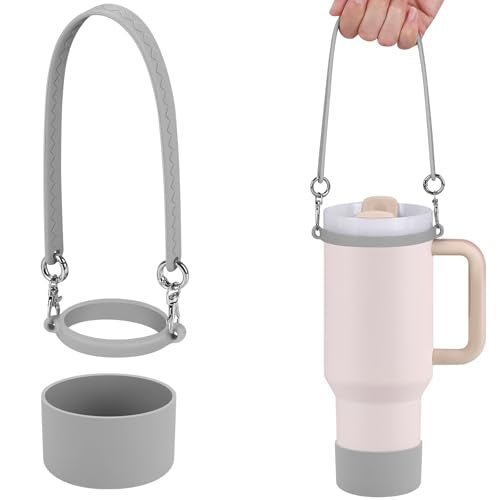 Silicone Water Bottle Sling with Strap - Gray Bottle Carrier