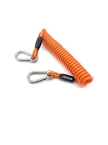 LORADAR 6.5 ft Heavy Duty Coiled Lanyard with Stainless Steel Wire for Rods, Pliers, Kayaks