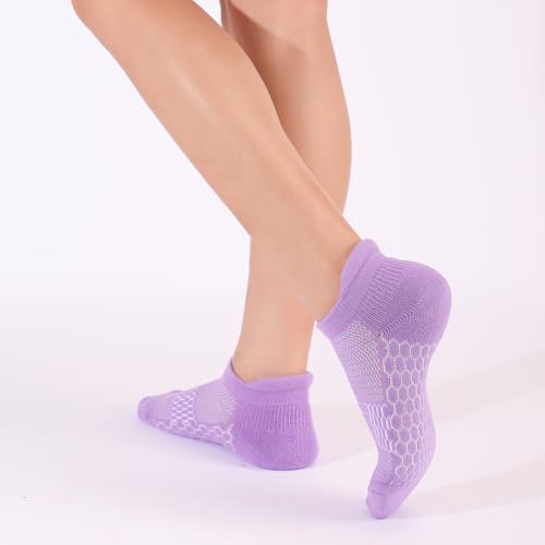 Ankle Running Socks for Women - Athletic Wicking Cushioned - Medium Pink/Purple/Blue