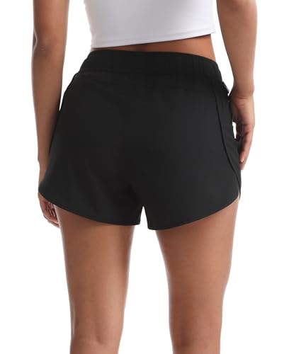 Rrosseyz Women's Quick Dry Hiking Shorts with Pockets - Large, Ink Black