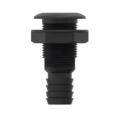 Thru Hull Fitting with Check Valve - 5/8", Black, 1-Pack