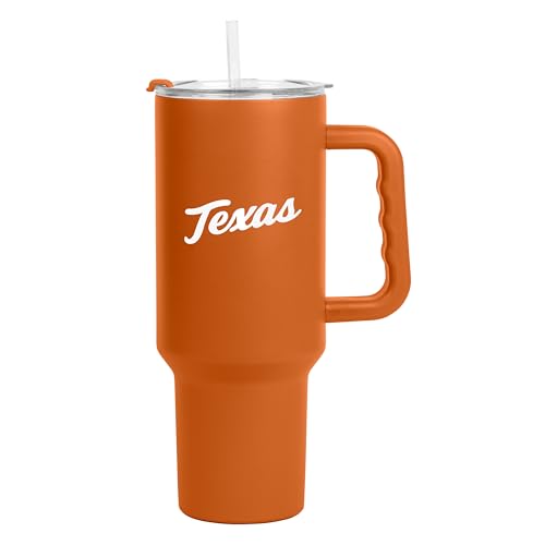Texas Longhorns NCAA 40 oz Insulated Tumbler with Handle & Straw Lid - Powder Coated, Leak-Resistant, Keeps Drinks Hot/Cold