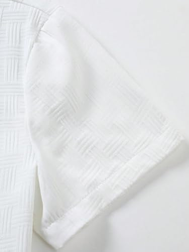RoseSeek Men's White Linen Beach Outfit 2-Piece Shirt & Shorts Set - Large