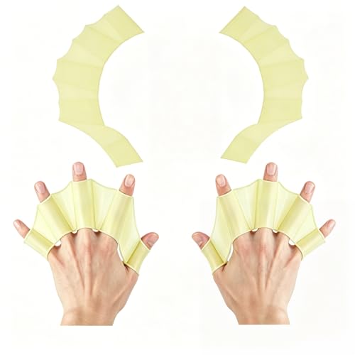 Silicone Swimming Gloves - Webbed Swim Gloves for Resistance Training - Yellow