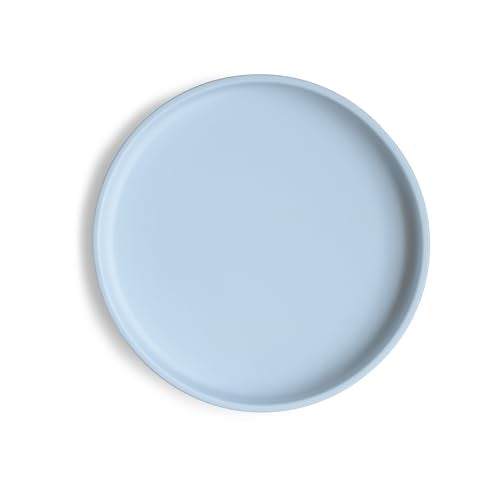 Mushie Classic Silicone Suction Plate Powder Blue BPA-Free Non-Slip Baby Dish